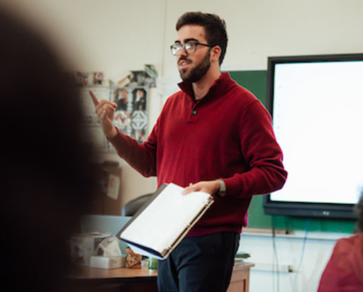 teacher in front of a classroom