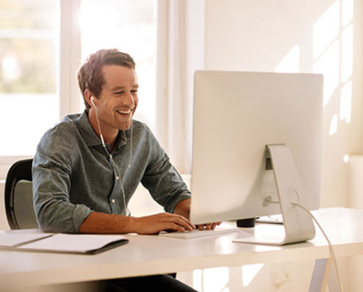 Male working at a computer