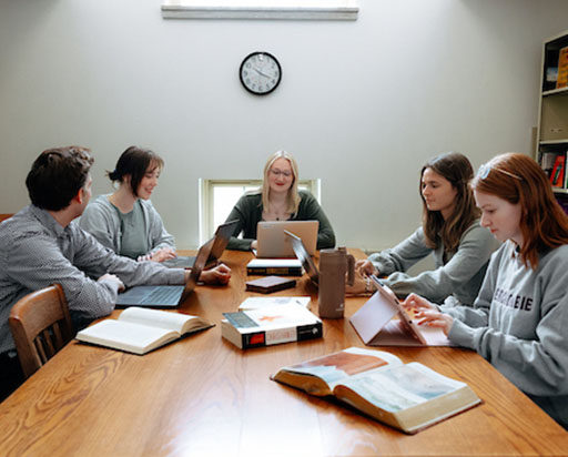 students working together at a table