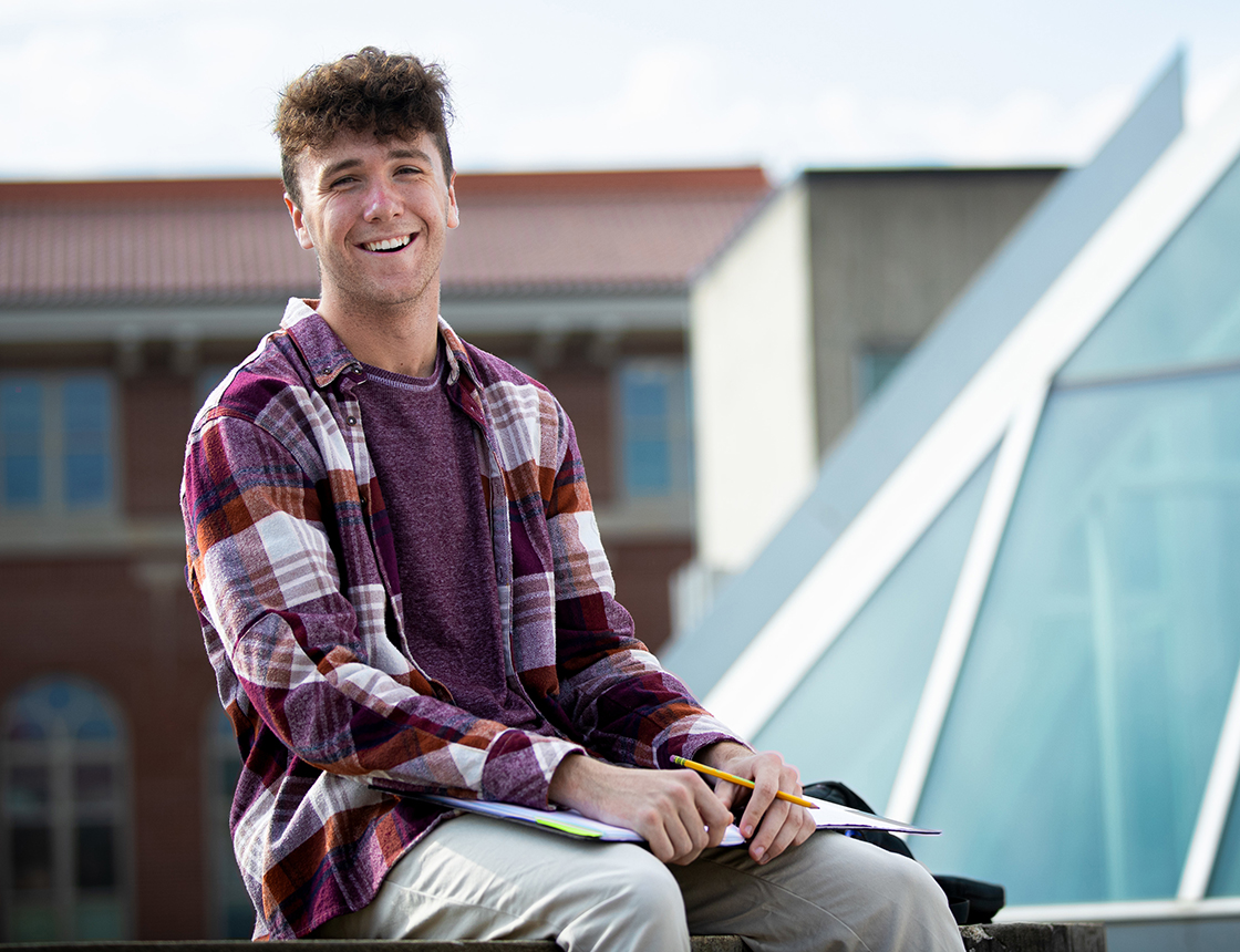 male college student smiling