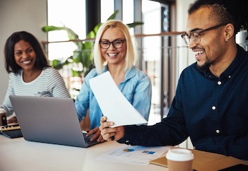 People working together and laughing