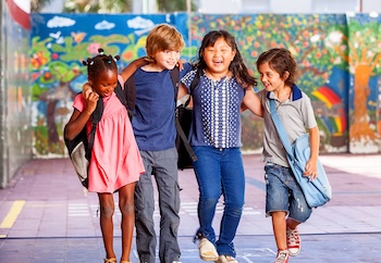 children walking and laughing