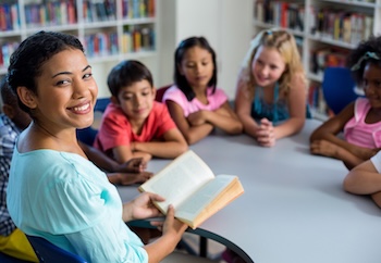 Teacher reading to students