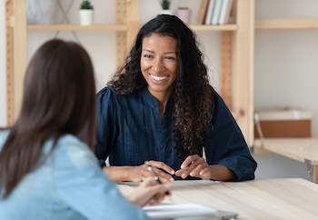 Teacher and student talking