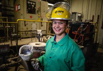 Female working in a foundry