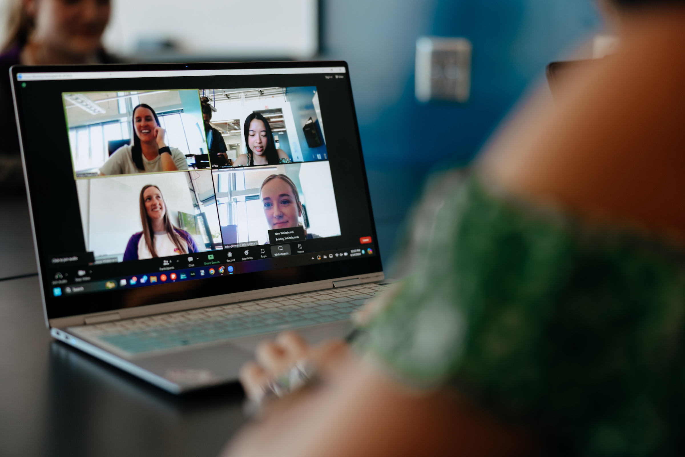 Computer screen with a zoom call.