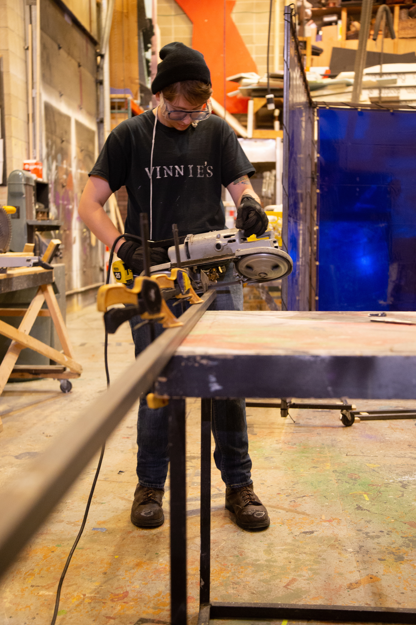 Person working on cutting wood.