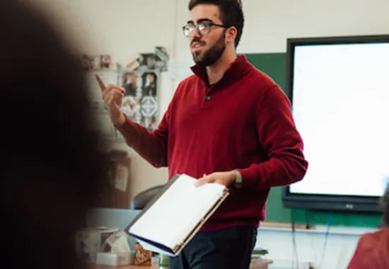 teacher in front of a classroom