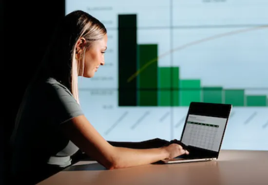female professional working on a data sheet