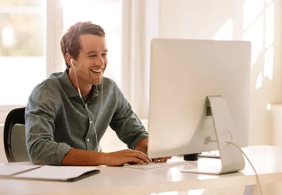 Male working at a computer