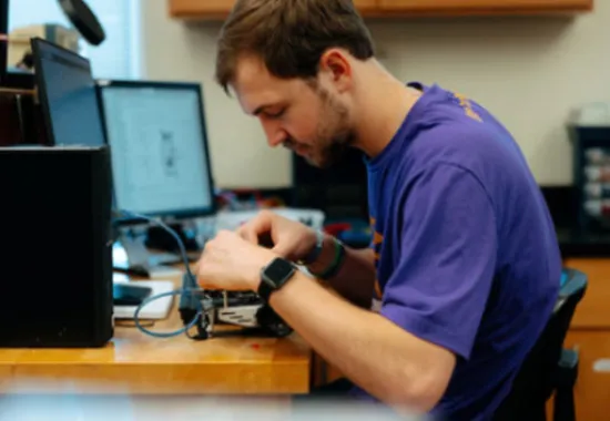 Student working on project.