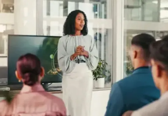 Professor teaching students.