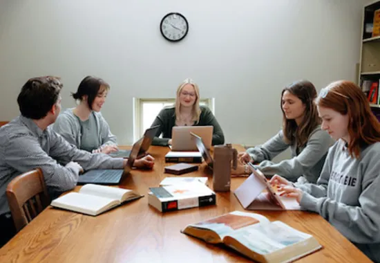 students working together at a table